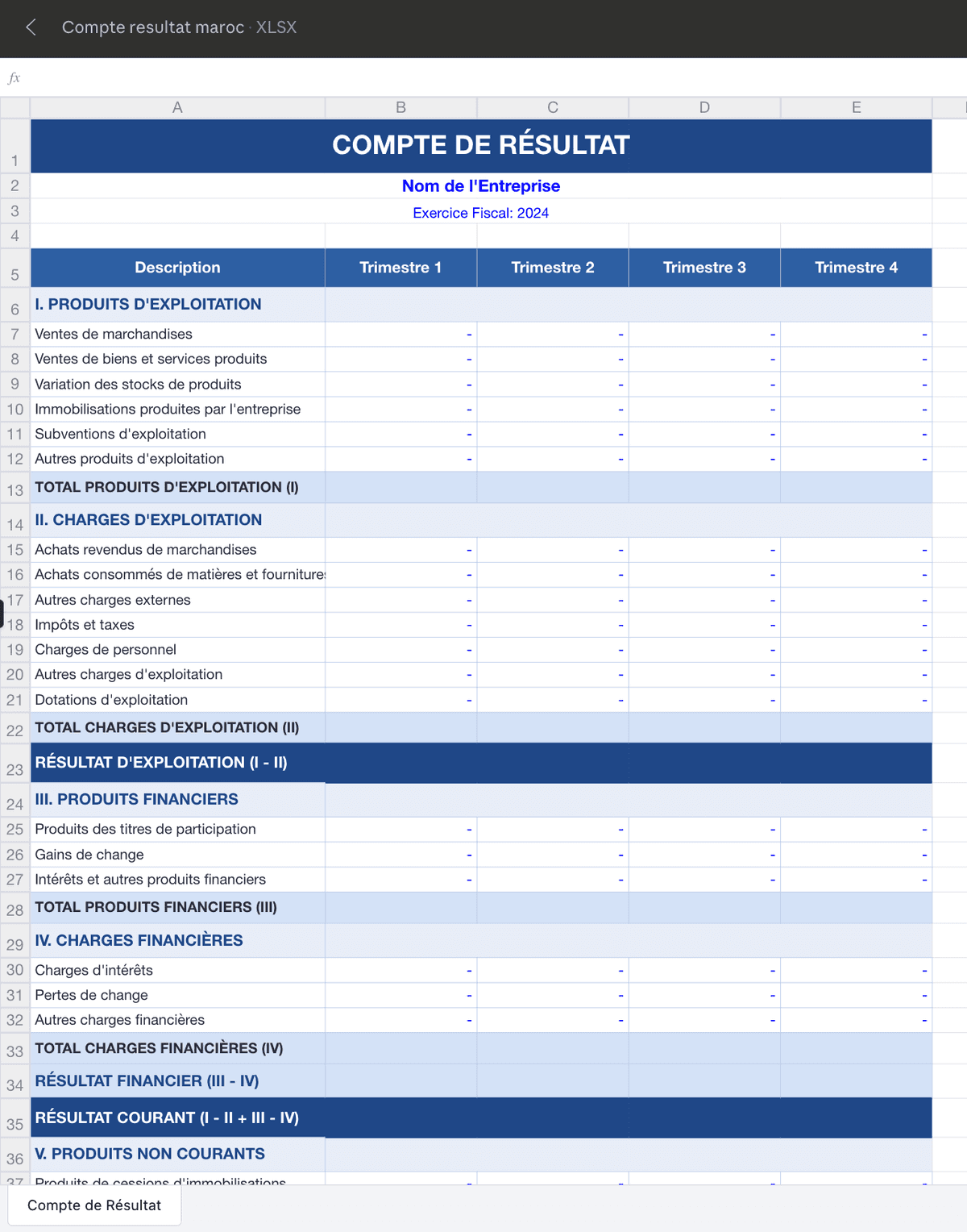 Compte de Résultat Professionnel pour Entreprises Marocaines